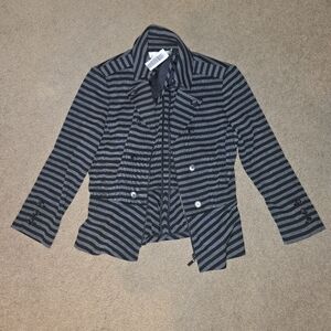 Tahari Striped Black and Gray Blazer